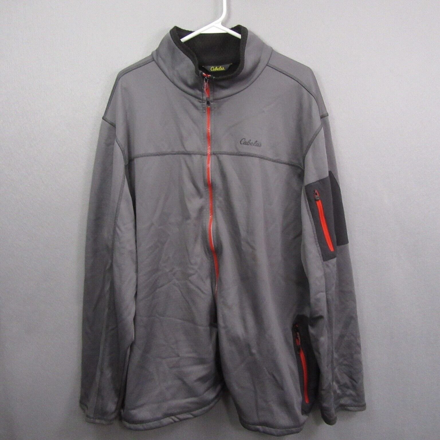 Cabela's Mens Track Jacket 3XLT Gray Full Zip Performance Pocket Mock