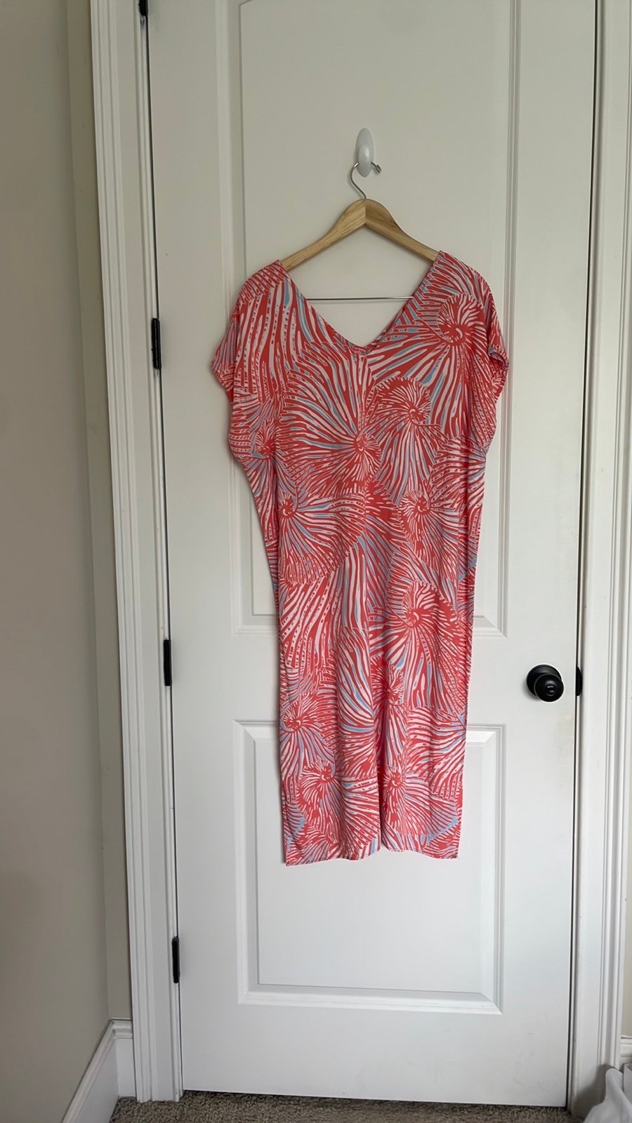 La Met Luxe Women’s Tropical Swim Coverup Coral/Light Blue S/M