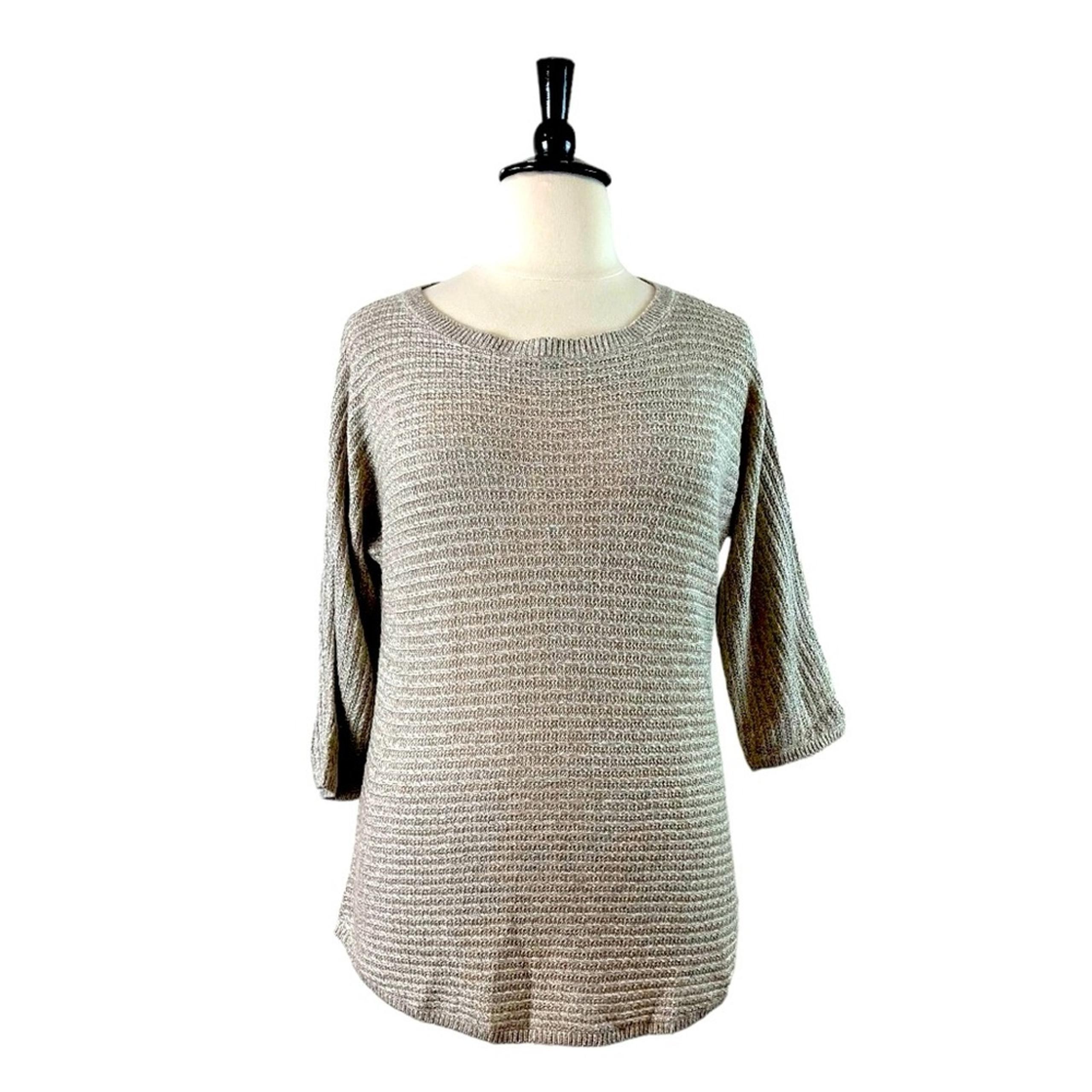 New York & Company SOHO Sweater Tunic Curved Hem Open Knit Women’s Tan Size XL
