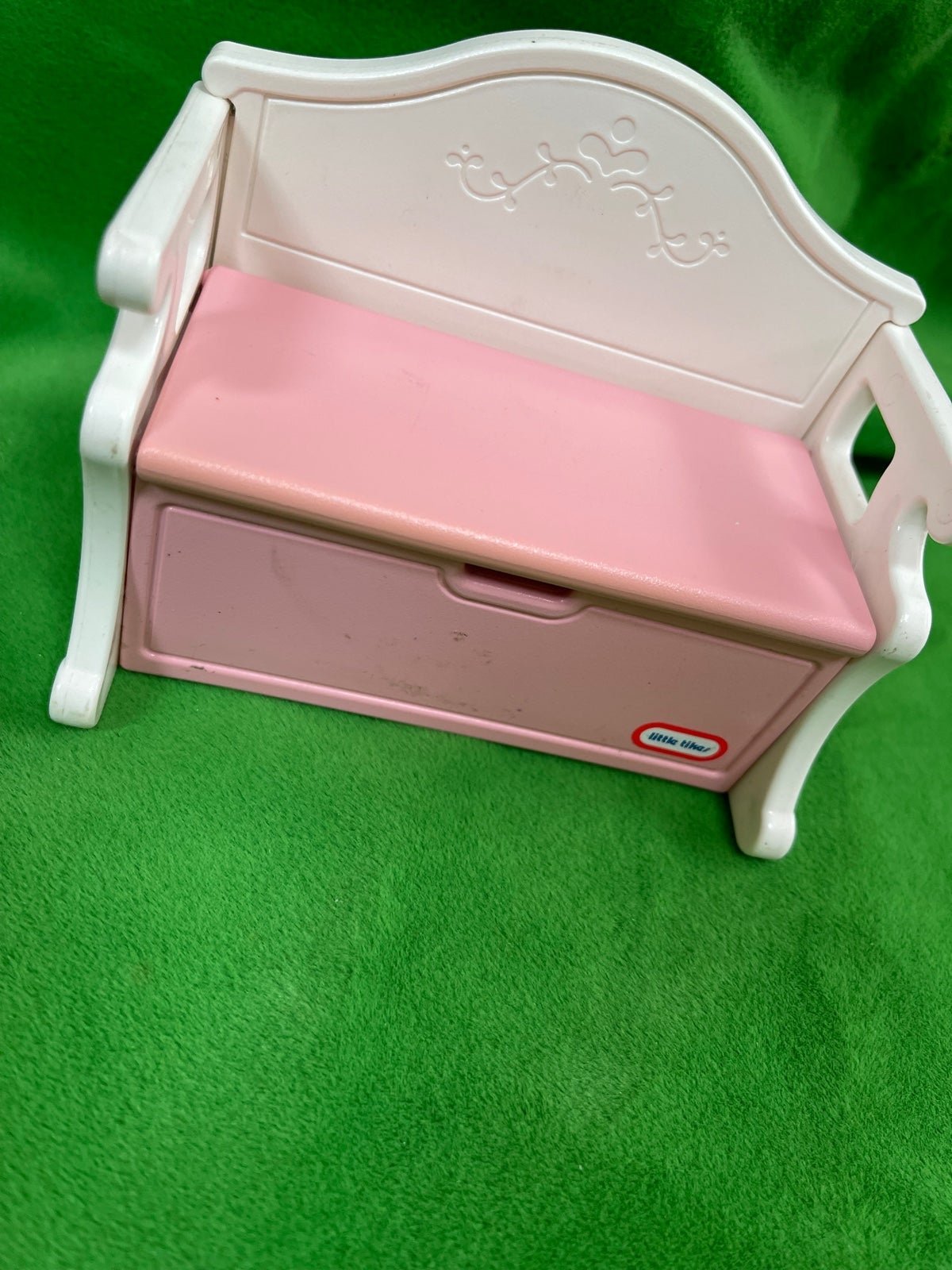Victorian pink dollhouse bench toybox rare!