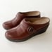 Easy Spirit Sejig Leather Clogs Wedge Mules Brown Metal Buckle Center Seam 9M