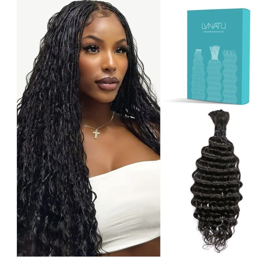 Lvnatu Boho Braids Human Hair for Bohemian Knotless Braids Braiding Hair Wet/dry