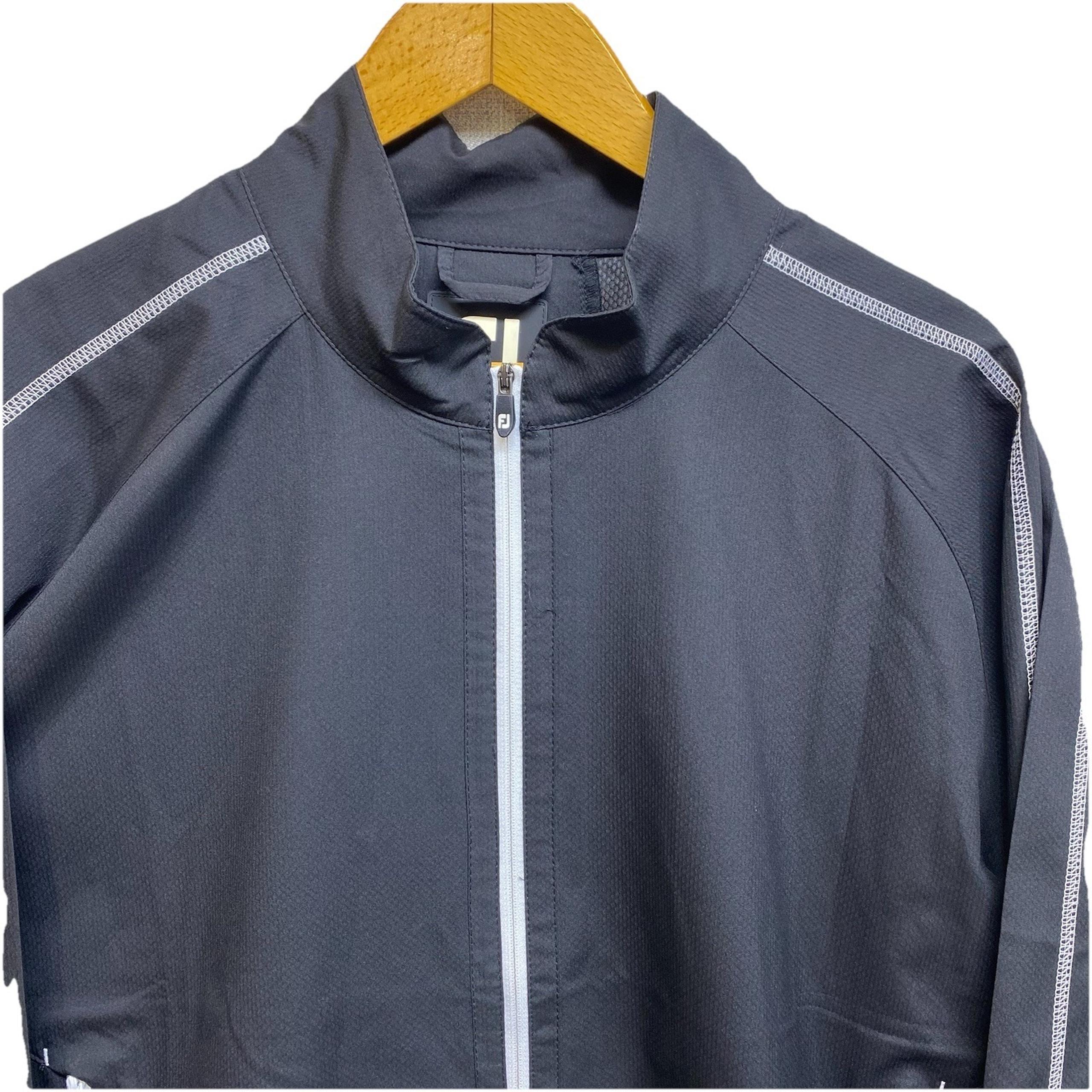 Footjoy FJ Full Zip Lightweight Windbreaker Jacket Mens Medium Black Stretch
