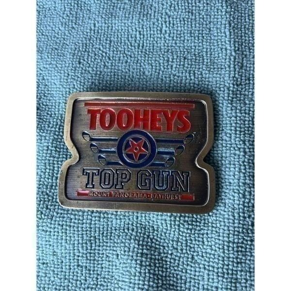 Vintage Tooheys Top Gun Belt Buckle Pilot Airplane