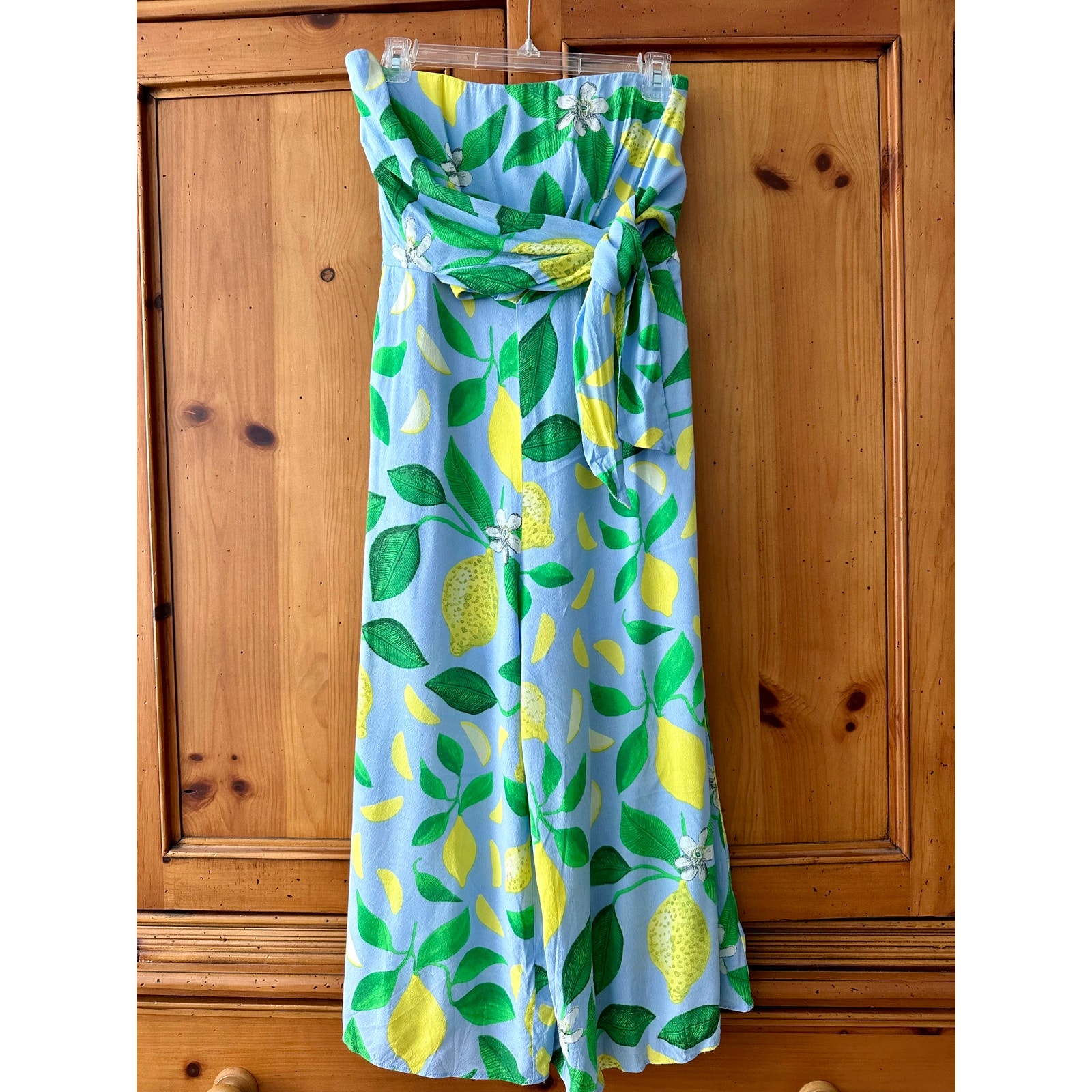 Anthropologie Maeve Strapless Jumpsuit in Lemon Grove Size 4 EUC