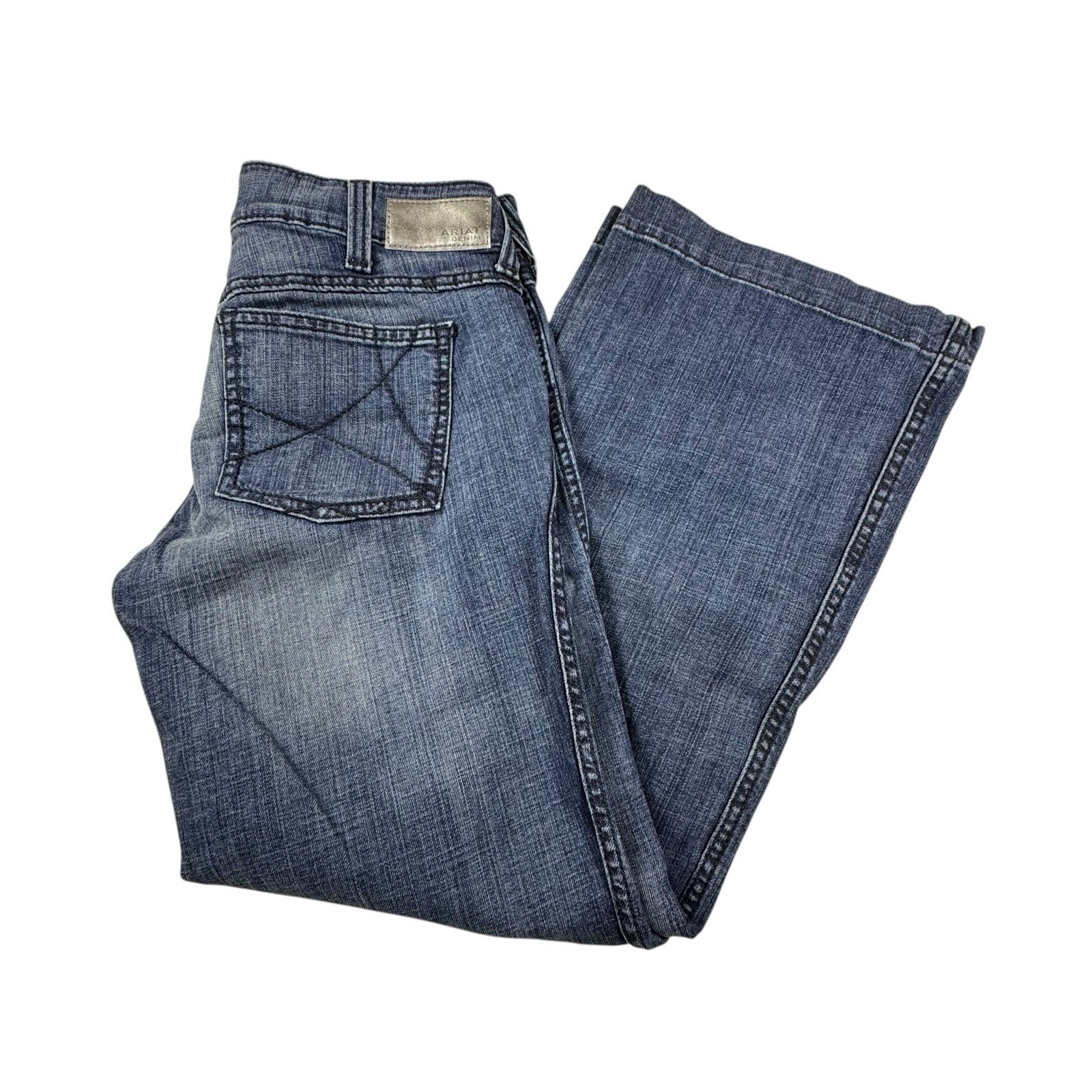 Ariat Real Jeans Womens 30 S Blue Low Rise Wide Western Cowgirl Trousers 34 x31