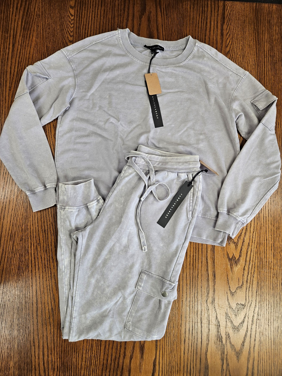 Jane & Delancey grayish lilac two-piece jogger set acid wash