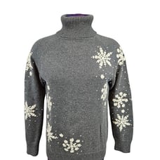 Eddie Bauer Angora Turtleneck Snowflake Embroidered Sweater Size Small D72