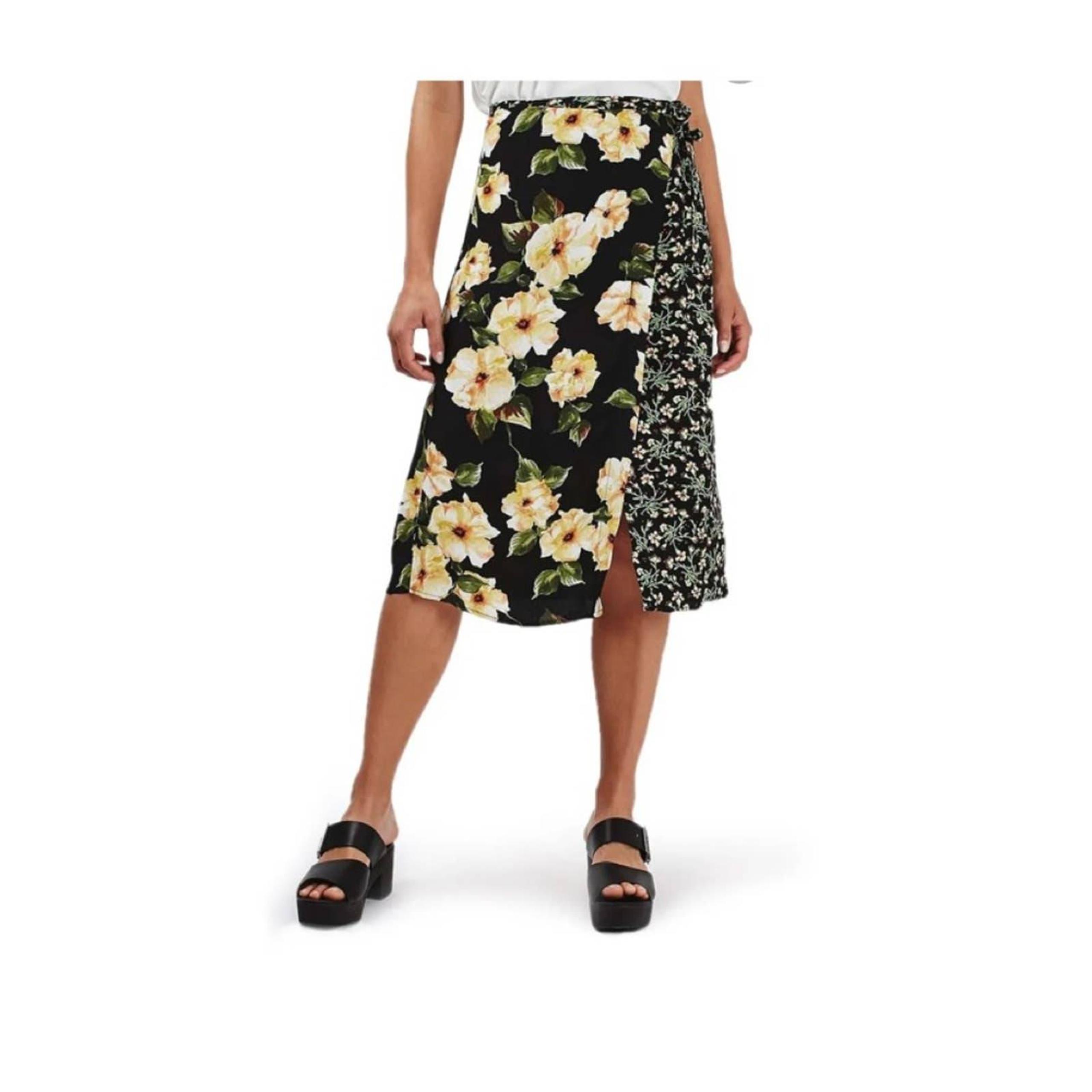 TOPSHOP  floral print wrap midi skirt 6