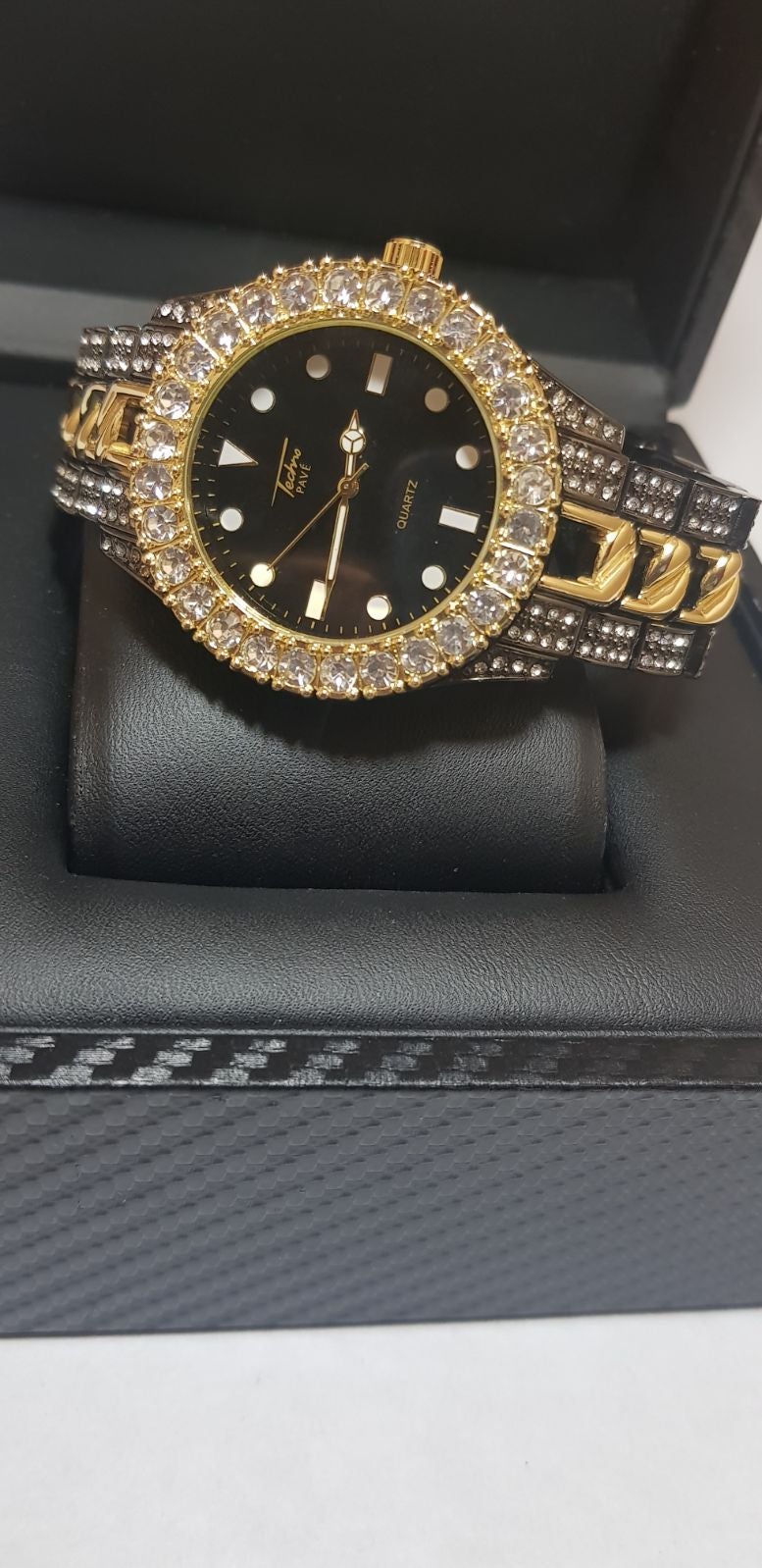 14K GOLD PLATED ICED OUT WATCH