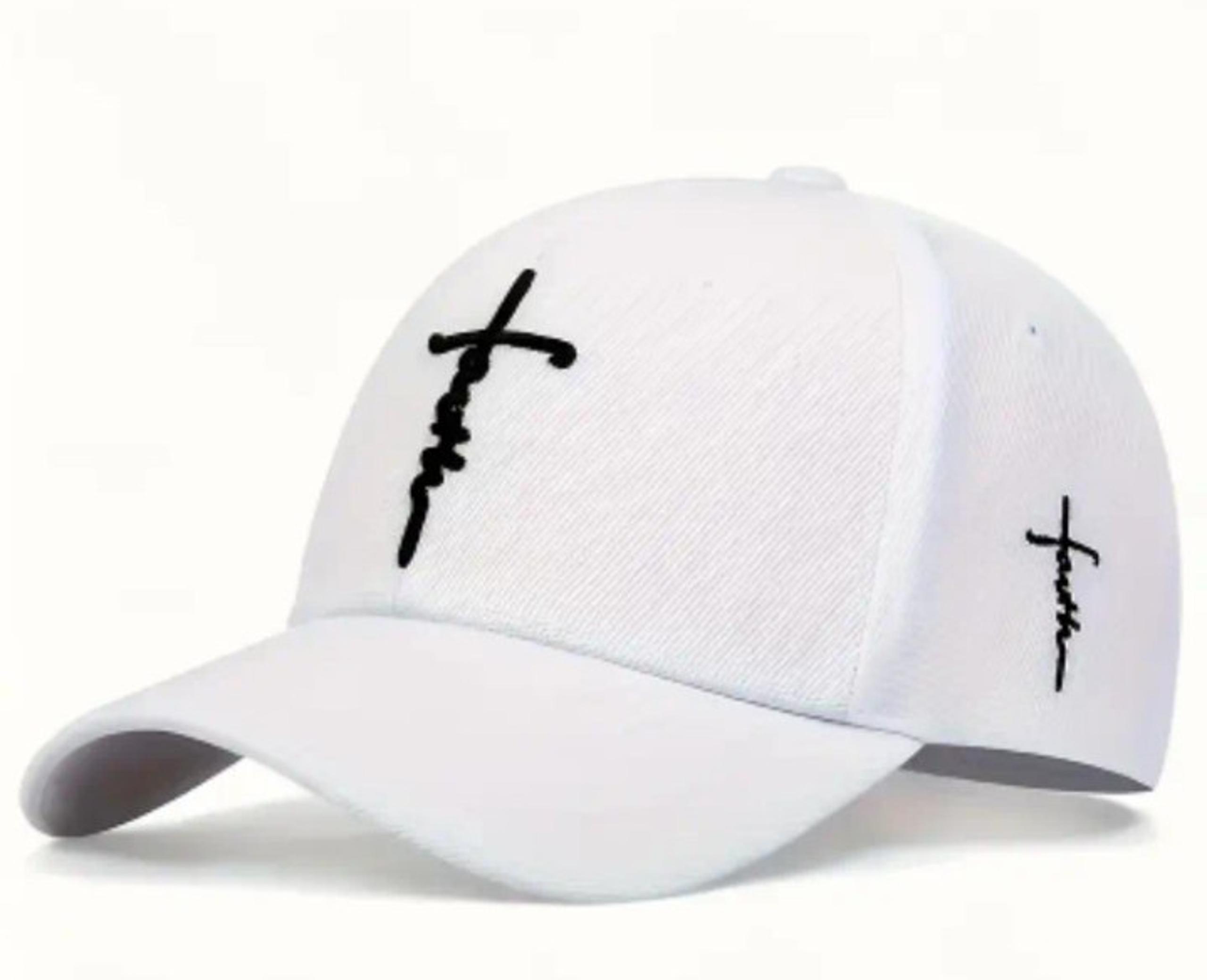 Unisex Cross Faith Adjustable Baseball Cap White/Black