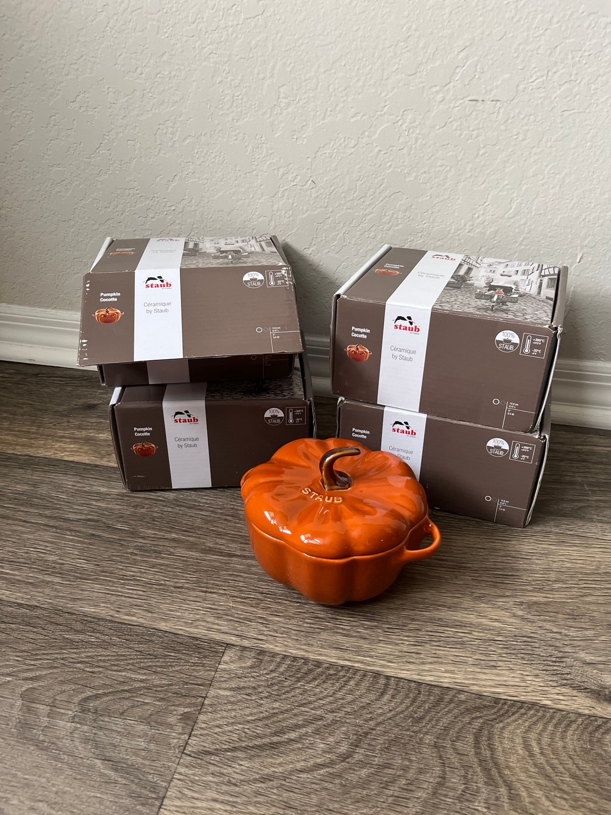 Staub .5 Qt Pumpkin Cocotte set of 4
