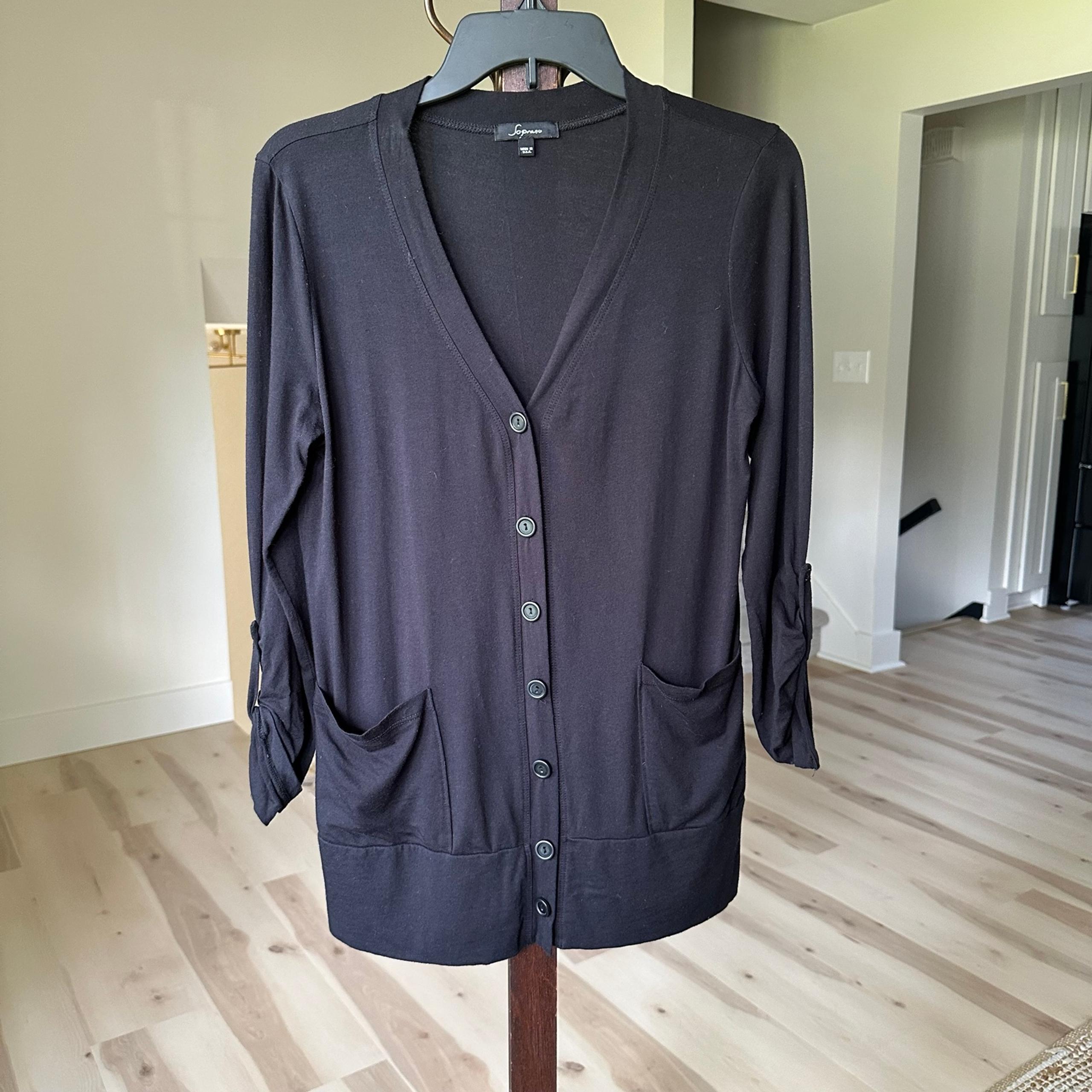 Soprano Black Cardigan Sweater Lightweight