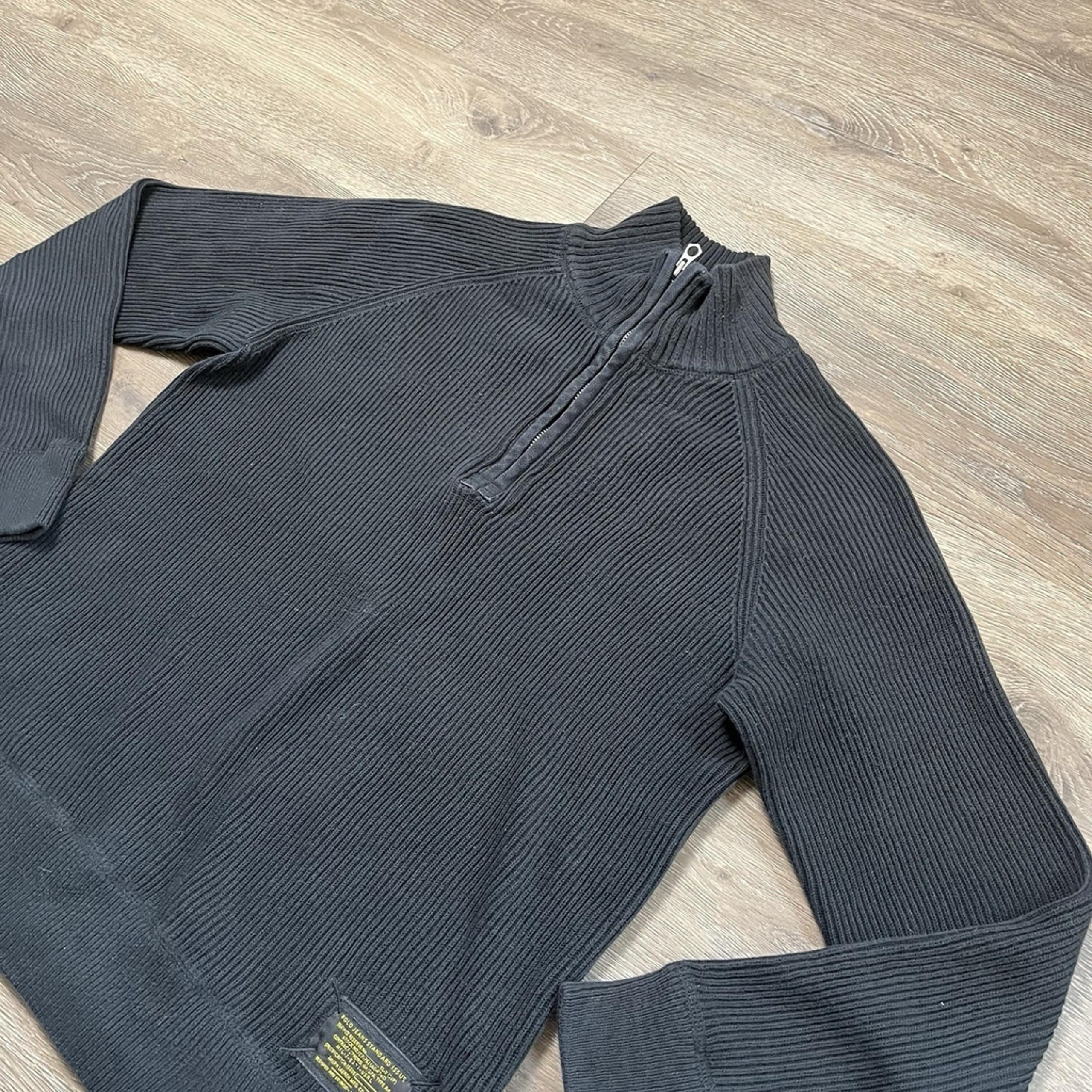 Vintage Polo Jeans Company RL Ralph Lauren 1/4 Zip Sweater Men's Sz M Black Knit