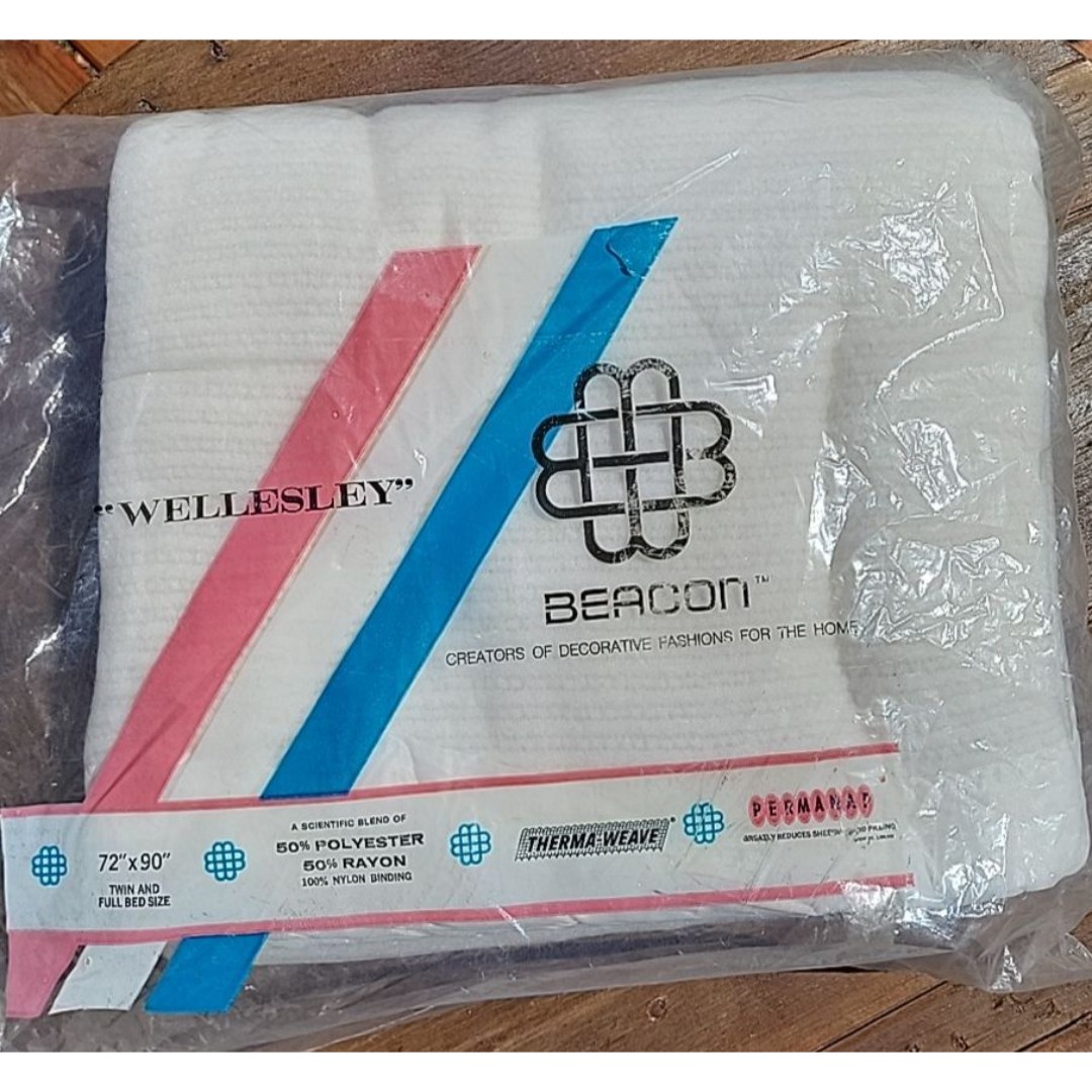 VINTAGE Beacon Thermal Blanket POLY RAYON NEW 72 x 90 TWIN-FULL White