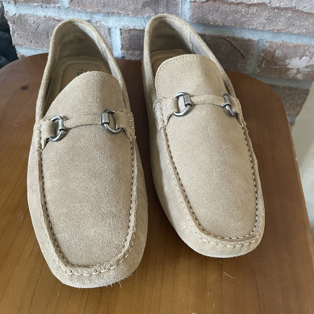 NEW Nordstrom Rack Men's Leather Driving Loafers Size 11.5M Tan Brazil Buckle