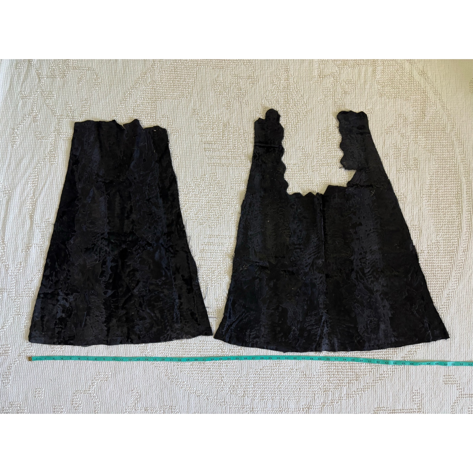 Antique Lot of Black Animal Fur Hide Dress Remnants Victorian 1800s AS IS