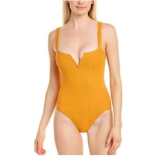 L*Space Pointelle Rib Cha Cha One Piece Orange Swimsuit Size 8