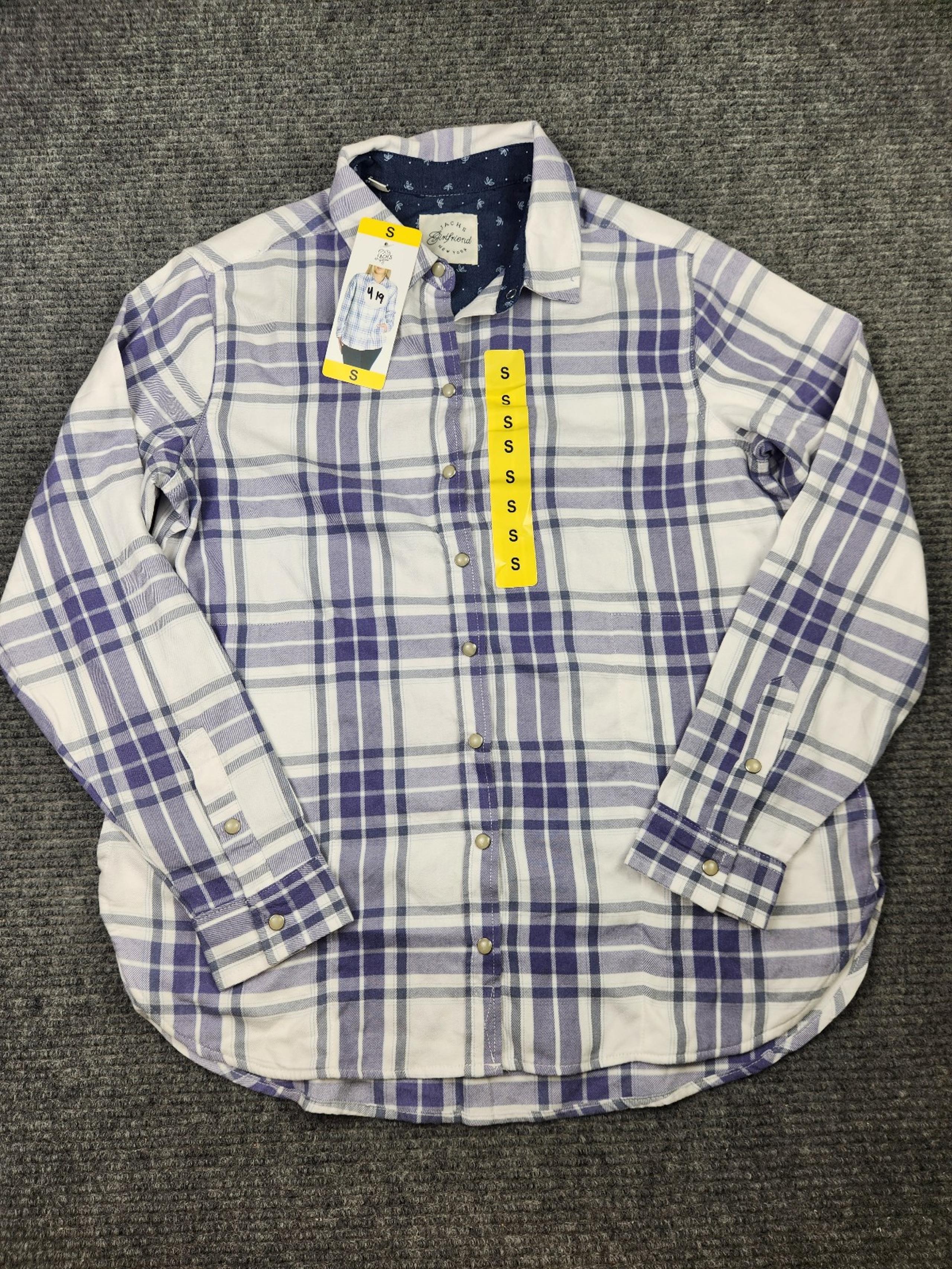 JACHS Super Soft Girlfriend Flannel Button Down Shirt Size Small Purple NWT