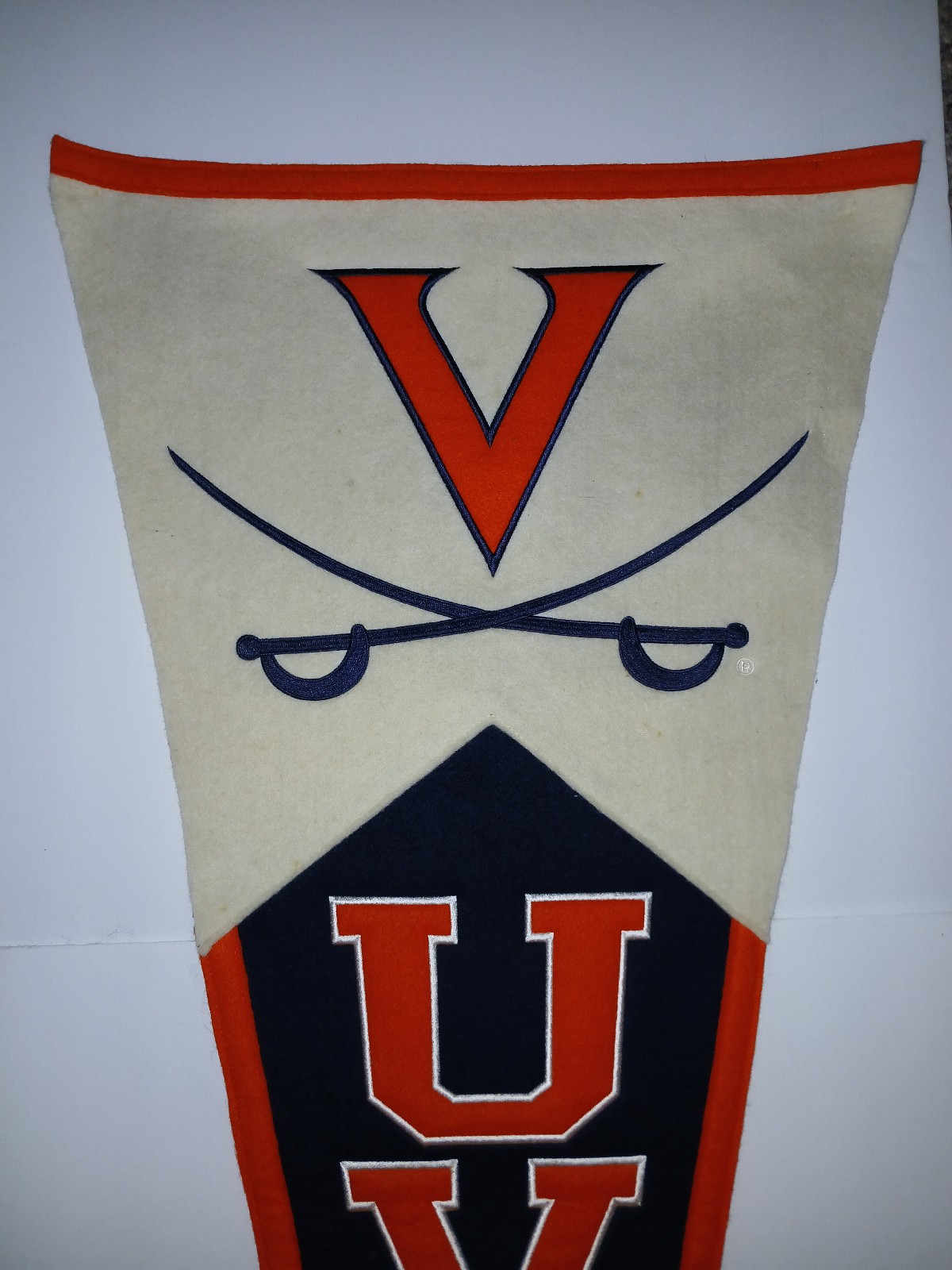 Vintage University Of Virginia Wool Pennant Flag Winning Streak Brand