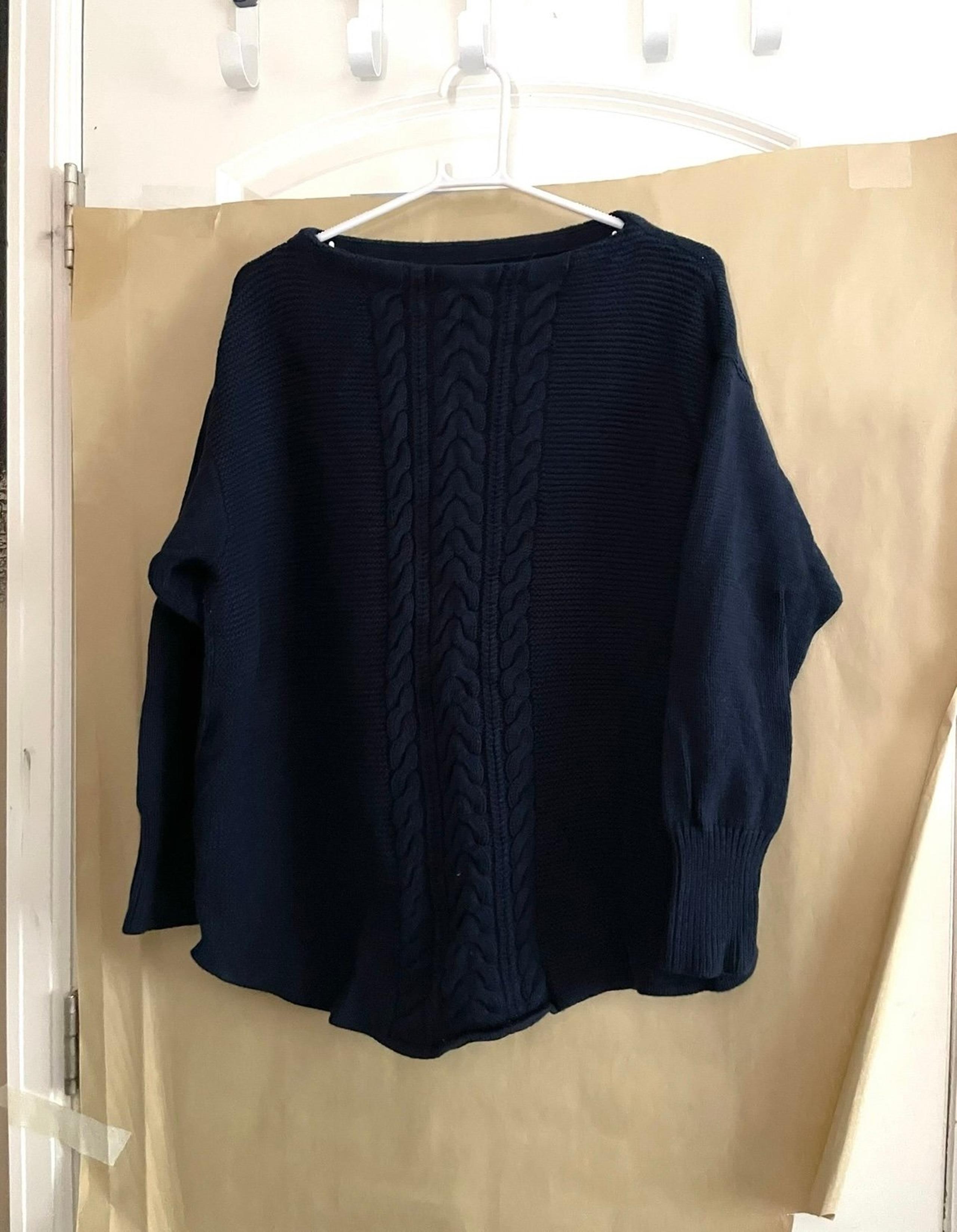 Chaps Blue Crew Neck Cable Knit Sweater