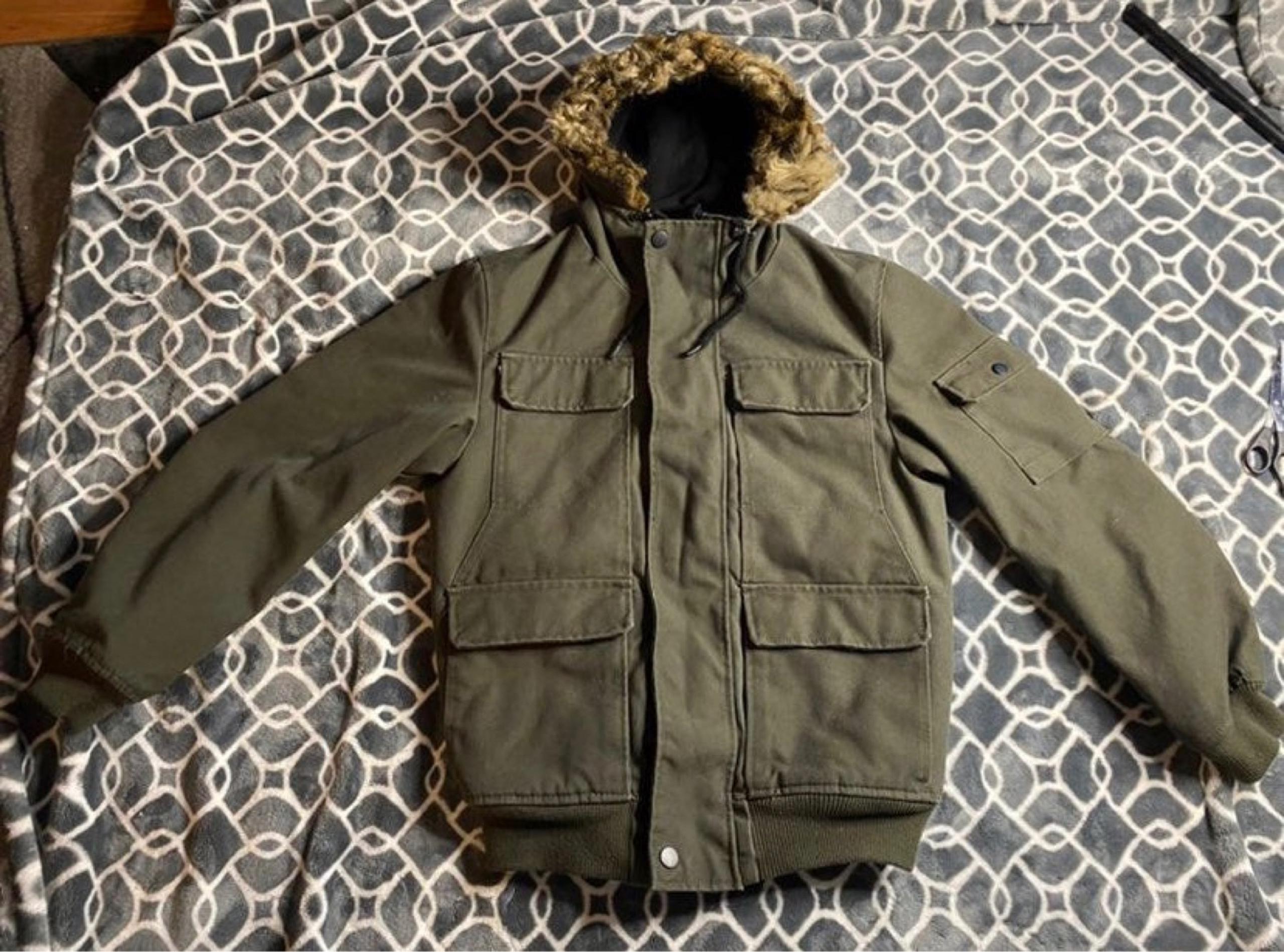 H&M Dark Green Womens Winter Coat Jacket Parka