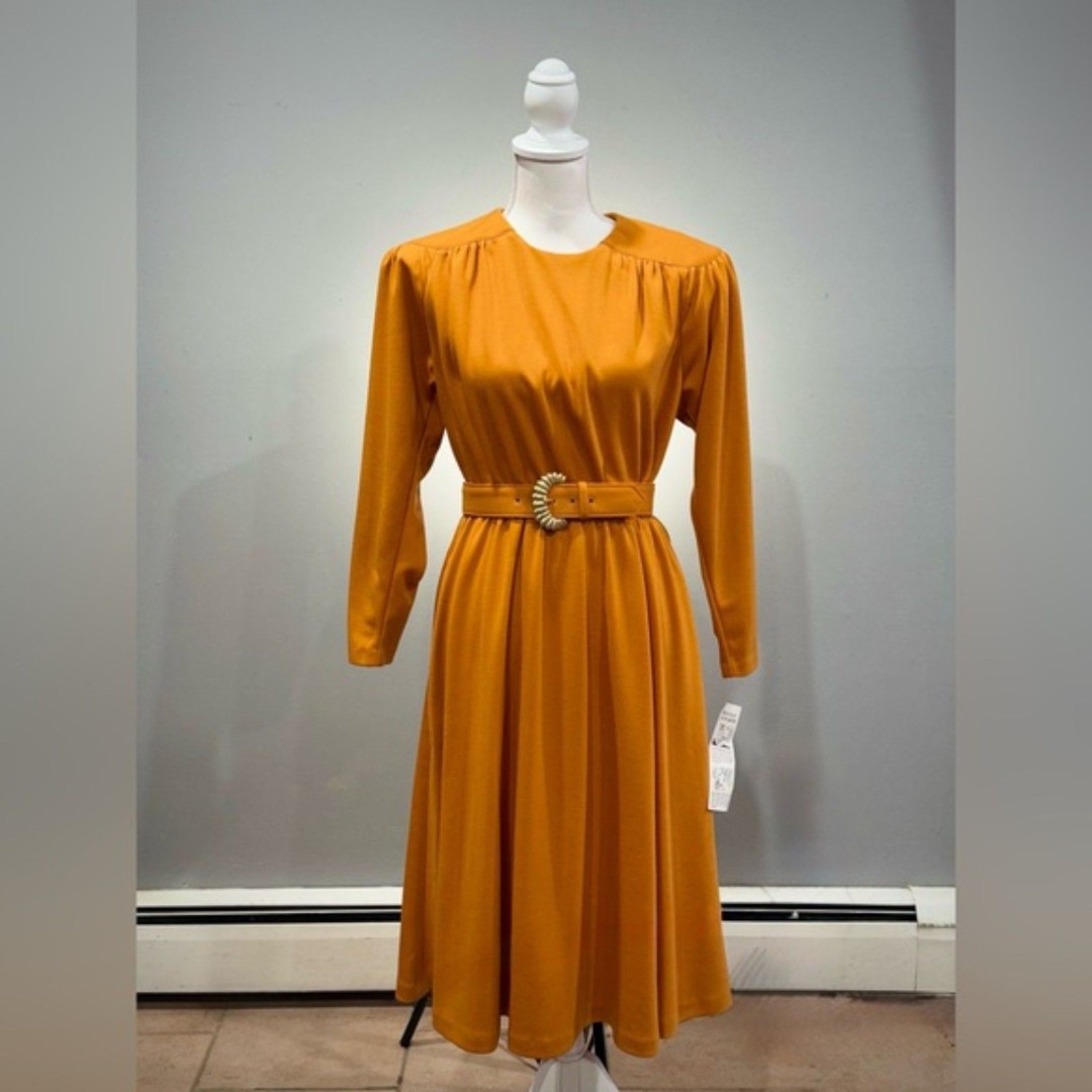 SALE! Orange Vintage L/S Belted Dress NWT