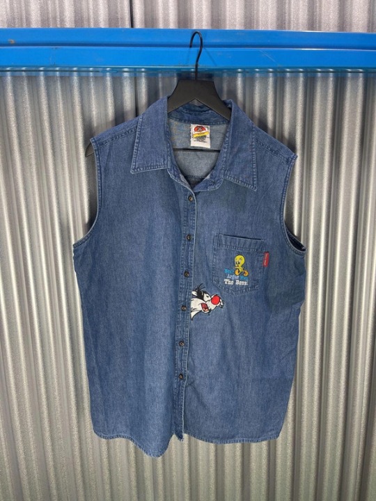 Shirt Looney Tunes Tweety+Sylvester Denim Vest message for any inquiries regardi
