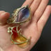 Vintage Mouse & Fish Colorful 3D Plastic Gold Tone Brooches *RARE*