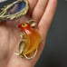 Vintage Mouse & Fish Colorful 3D Plastic Gold Tone Brooches *RARE*