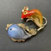 Vintage Mouse & Fish Colorful 3D Plastic Gold Tone Brooches *RARE*