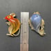 Vintage Mouse & Fish Colorful 3D Plastic Gold Tone Brooches *RARE*
