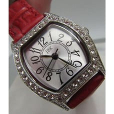 Rare Camrose & Kross JBK Collection Women's Rhinestone Accent Red Leather Strap