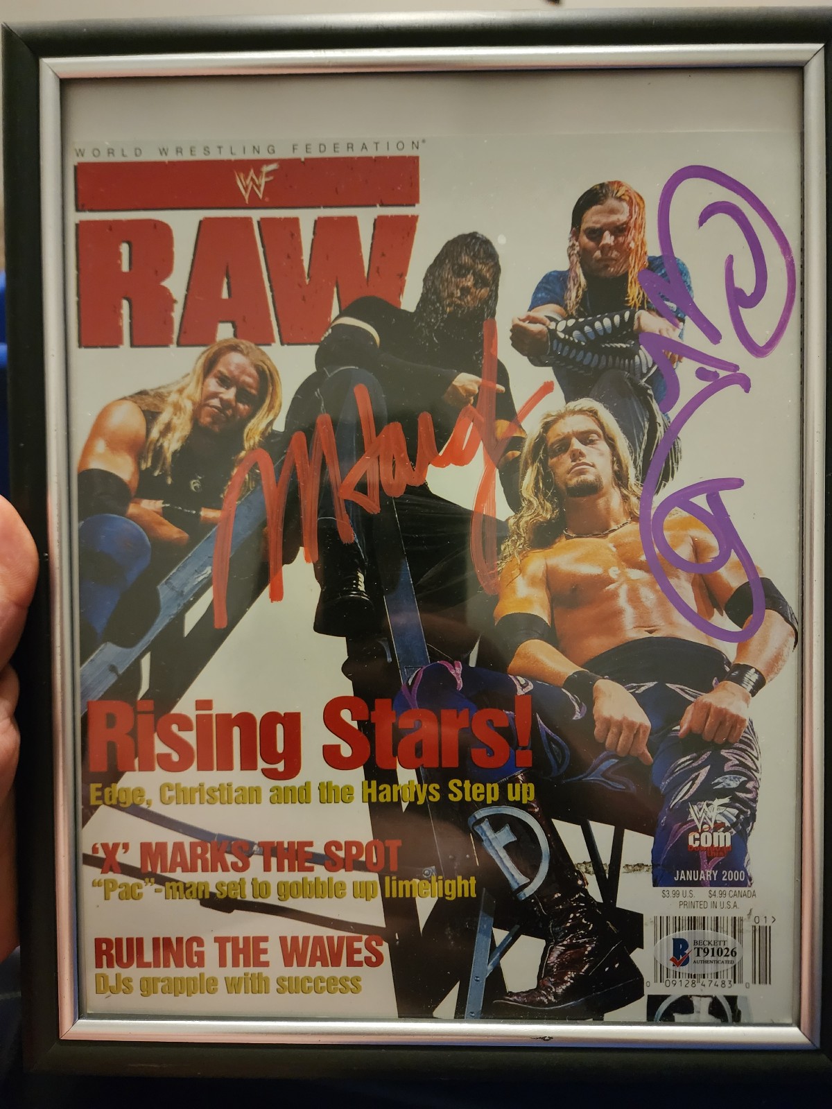 Matt and Jeffy Hardy Signed Beckett Raw Magazine Cover