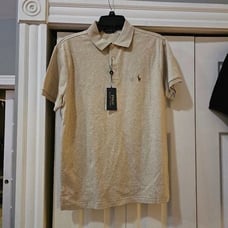 Polo Ralph Lauren Men's Dune Tan Custom Slim Fit Shirt Size Medium