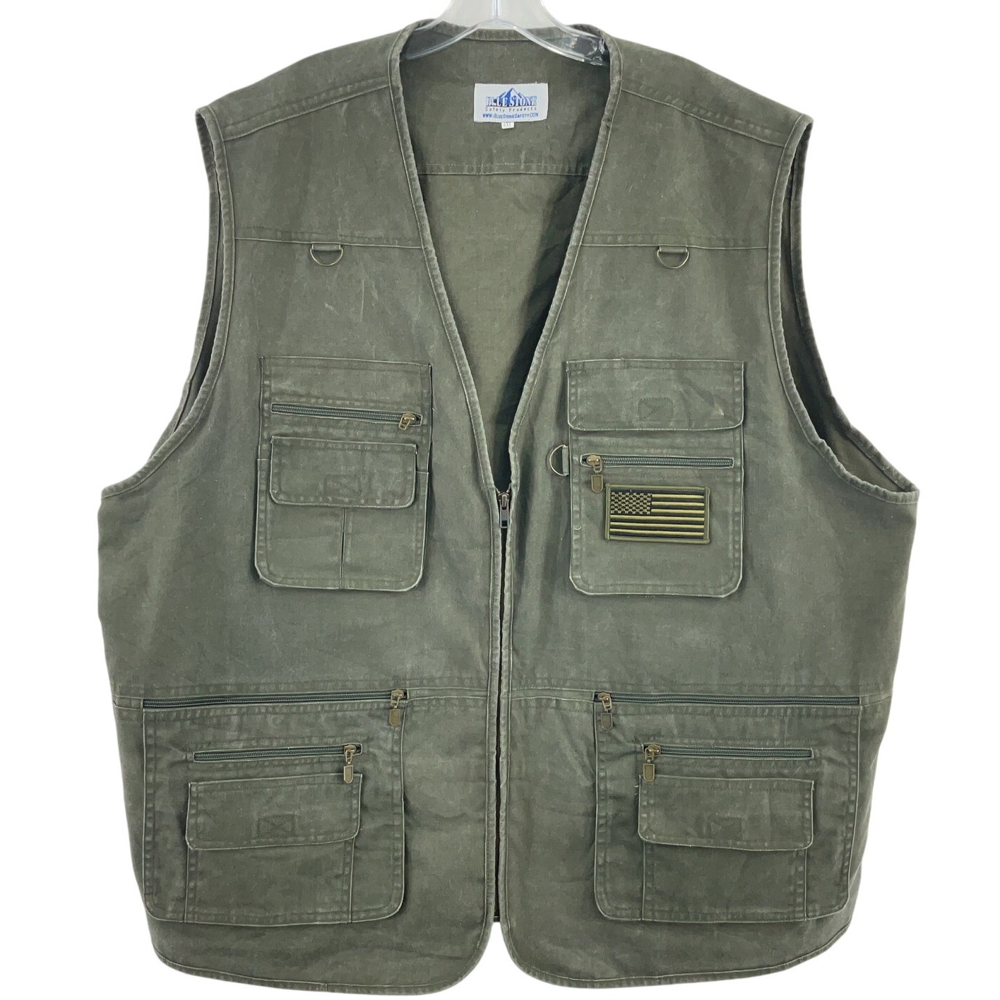 Blue Stone Army Green Workwear Utility Vest Cotton Blend Men’s 6XL Preowned