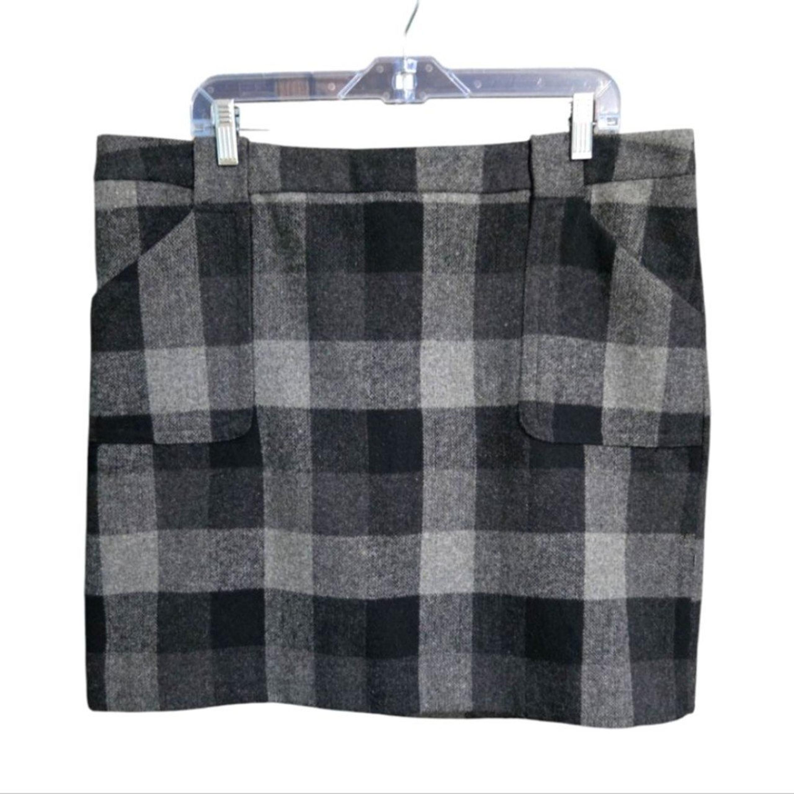 Vintage Liz Claiborne Plaid Wool Blend Lined Mini Skirt Size 16