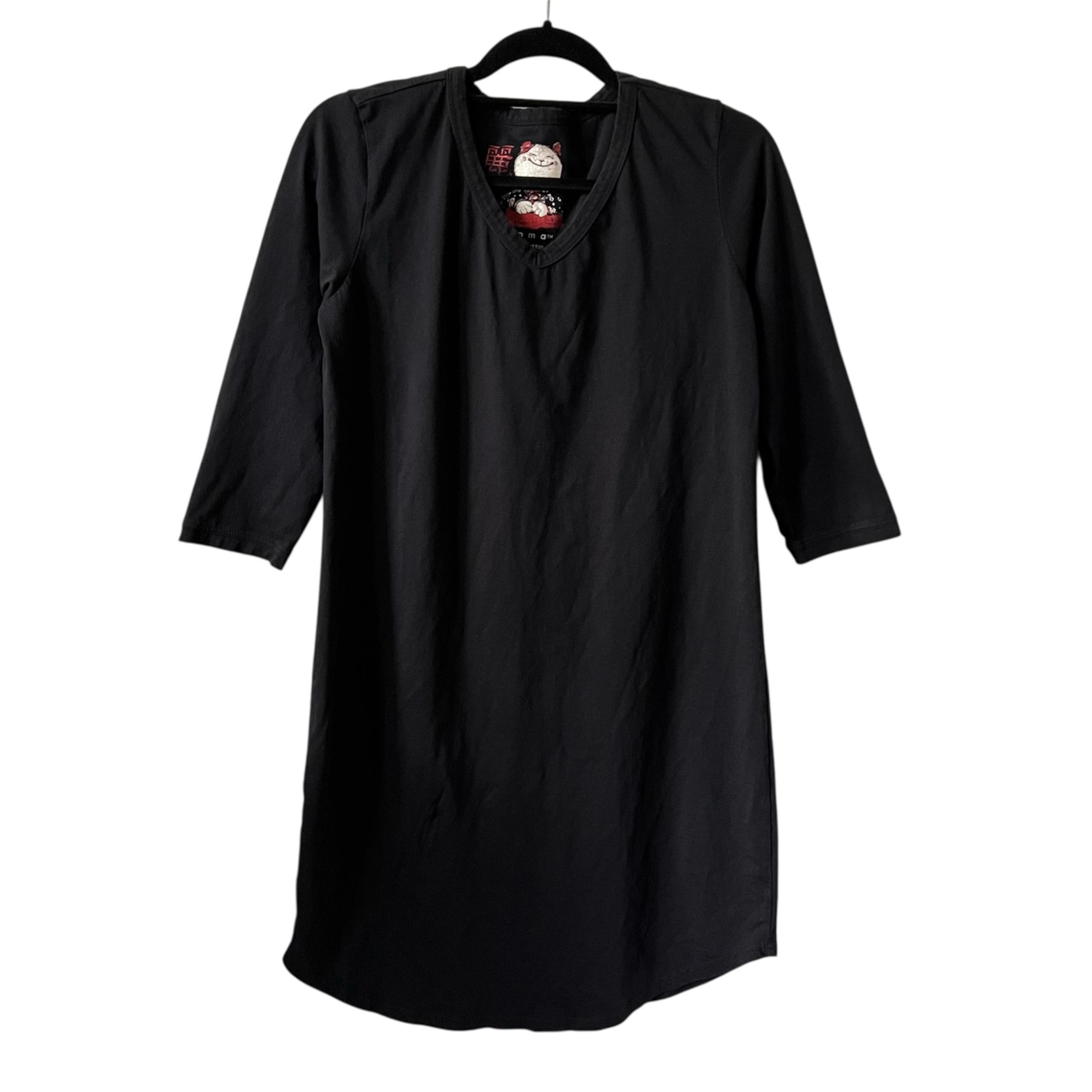 Soma Black Cotton V Neck Dress Above Knee Length Size S/M
