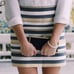 J. Crew Factory Shiny Striped Mini Skirt Gold Blue 2