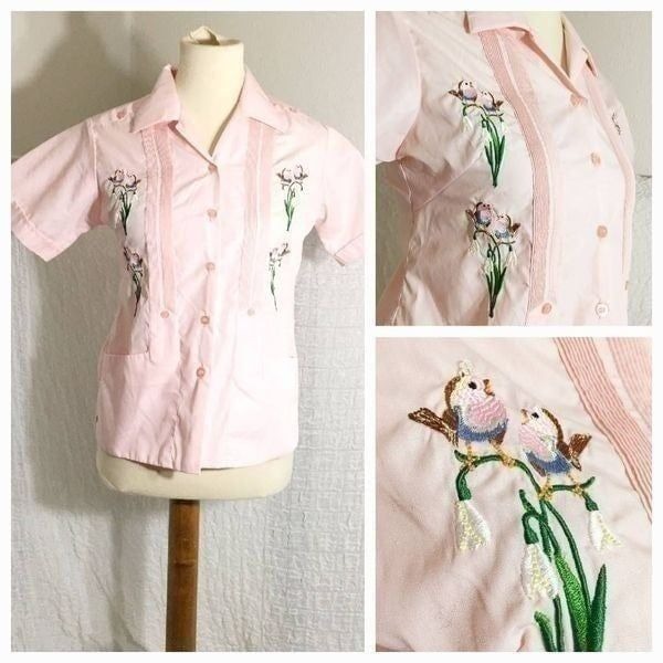 Madame Lissette Originals Vtg 80's Embroidered Shirt Size XS