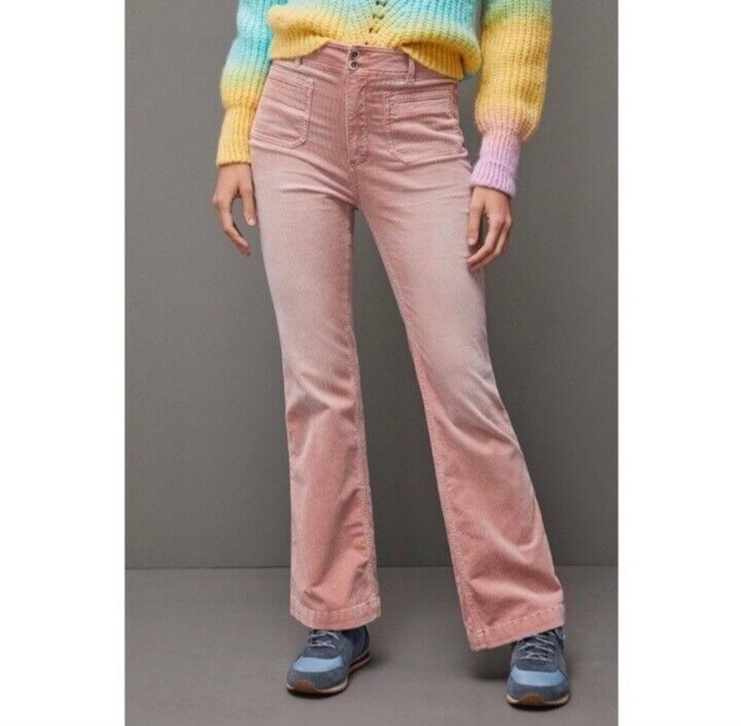 Anthropologie Pilcro Size 32 Corduroy Bootcut Trouser Pants Pink Rose Pockets