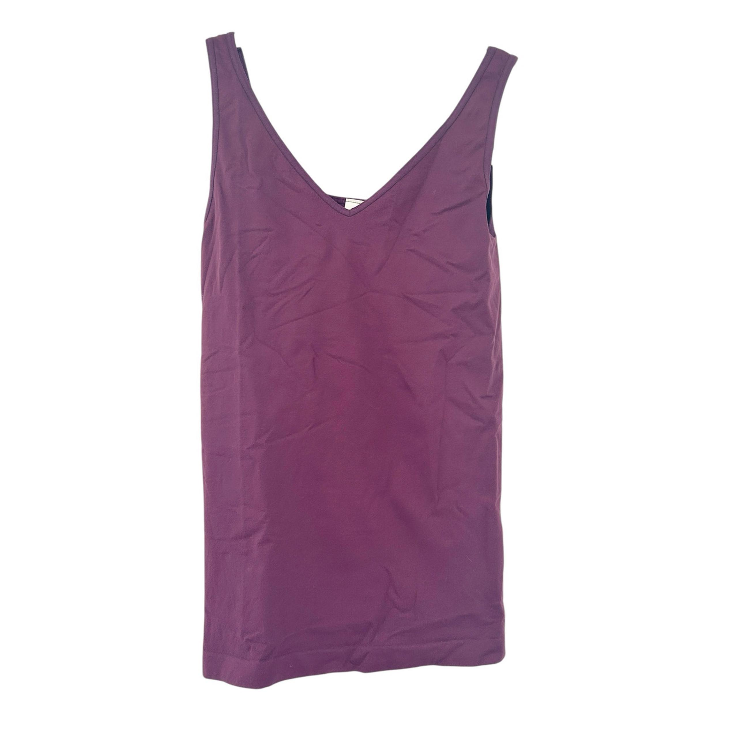 Anthropologie Eloise Womens Basic Nylon Stretch V-Neck Tank Top Size S Purple