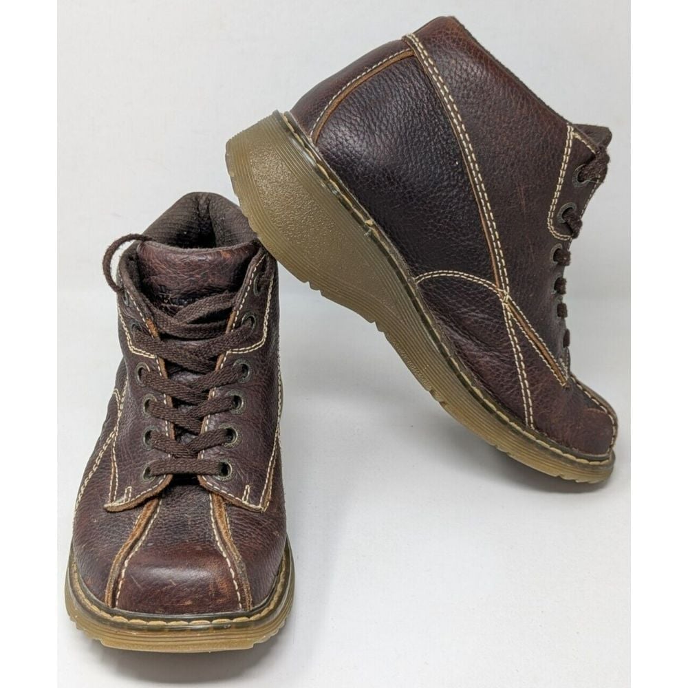 Vintage Y2K Dr Martens Claudia Ankle Boots Brown Leather Chunky Women's Size 7