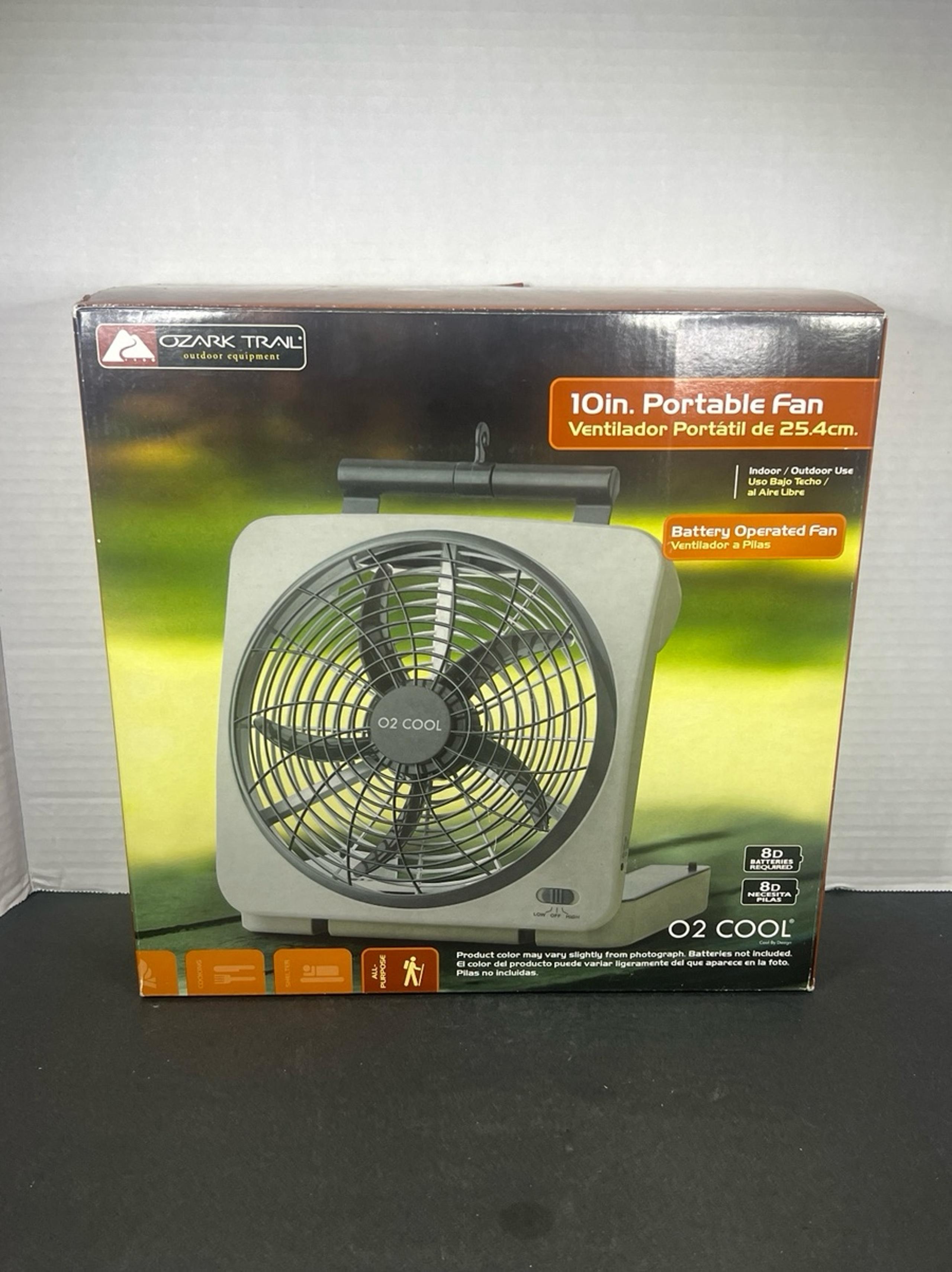 Portable Fan Camping Ozark Trail O2 Cool 10in Indoors Outdoors Battery Operated