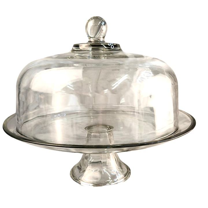 Glass Dessert Cake Stand & Dome Anchor Hocking Presence Clear 13 Pedestal 1305
