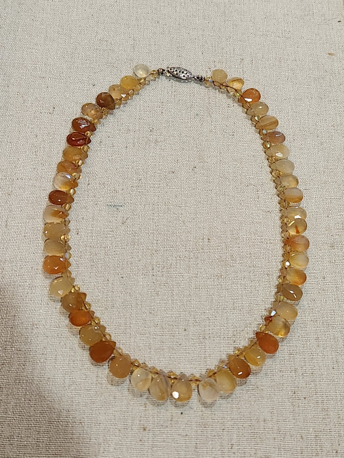 Carnelian Stone & Crystal 16 Inch Necklace