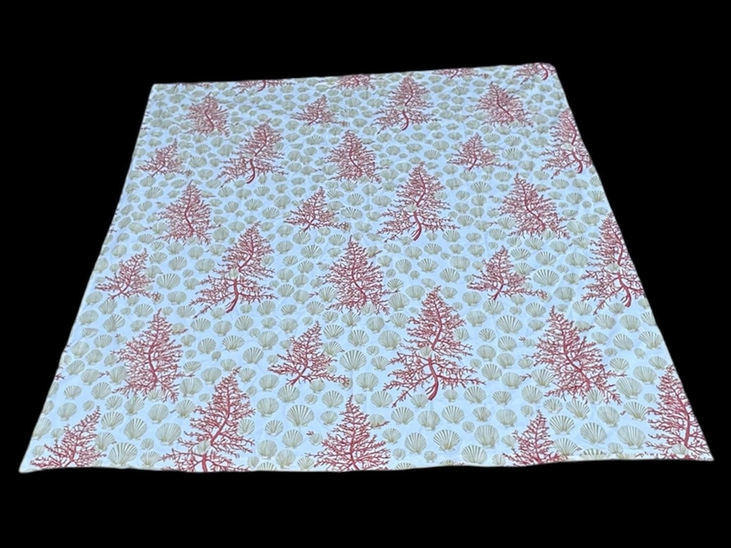 Rare Pottery Barn Shower Curtain Atlantic Coral Seashells Cotton Made Israel EUC