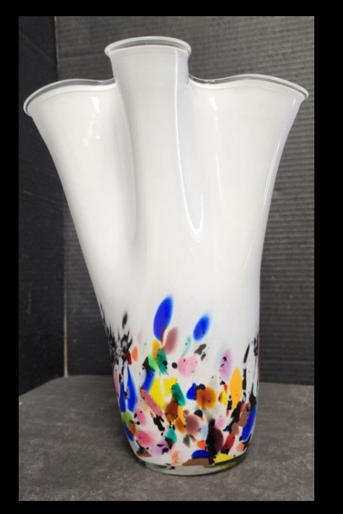 Confetti paint design ruffle top Vase