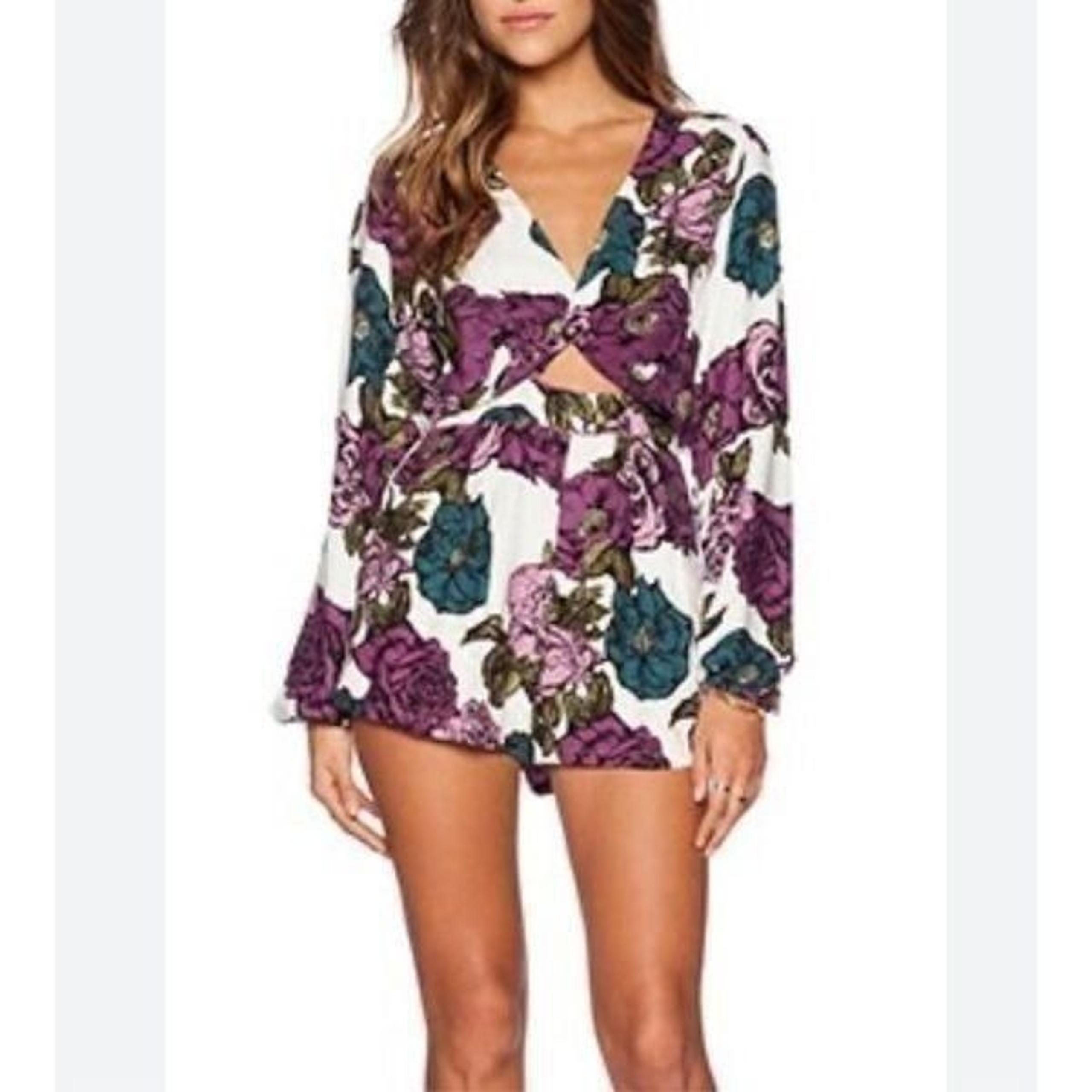 Motel Jetta Romper in Blue purple Museum Floral size XS
