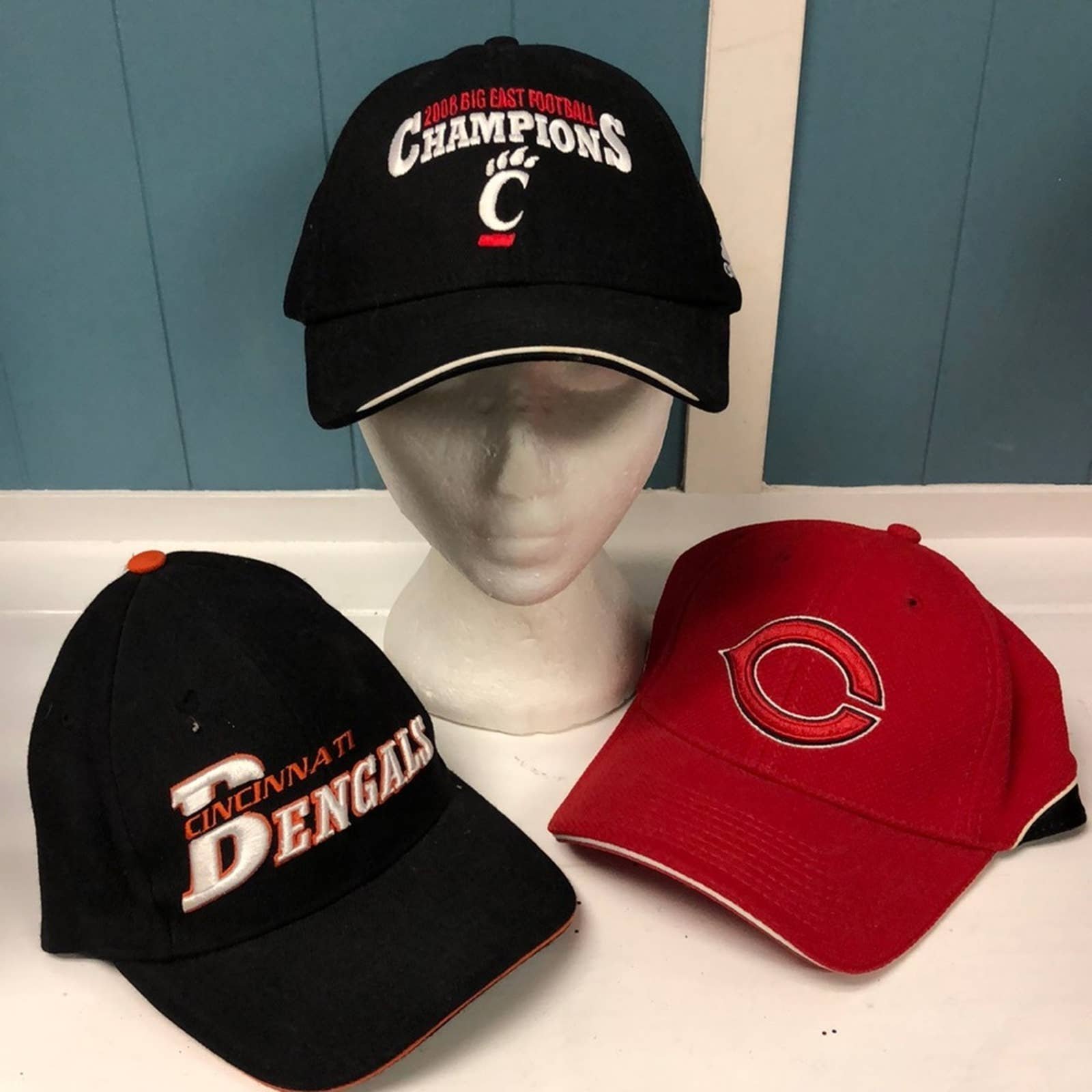 Lot of 3 Cincinnati Bengals Bearcats baseball hats caps puma adidas new era